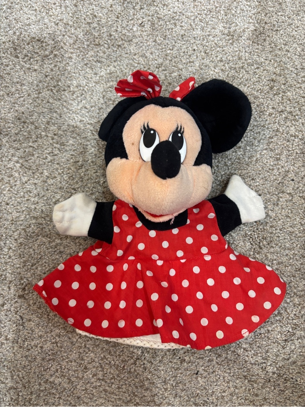 Vintage Disney Minnie Mouse 10" Puppet Plush Toy - Mattel Stuffed Figure 1993